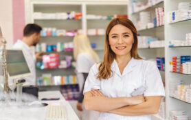 Smiling,Portrait,Of,Young,,Beautiful,Female,Pharmacist,That,Is,Standing